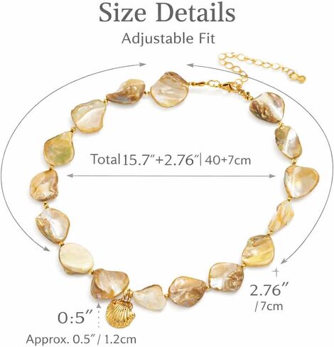 Yumikoo Chunky Shell Necklace for Women, Beach Statement Necklace with Gold Seashell Pendant, Summer Beaded Choker, Beachy Vacation Jewelry, Shell Necklaces for Women in Kuwait