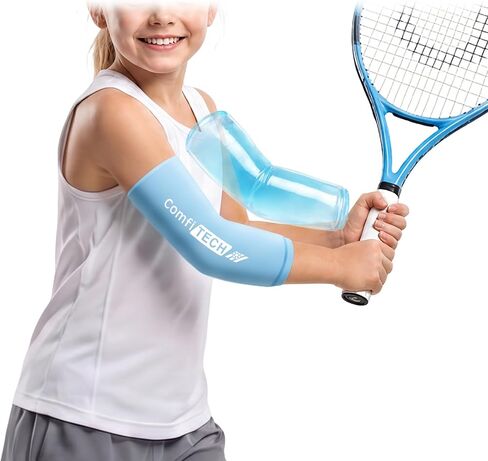 ComfiTECH Youth Elbow Ice Pack Wrap, Tennis Cold Sleeve, Large | Custom fit for teen elbows delivers 360° cold relief to ease daily sports soreness and joint fatigue in Saudi Arabia