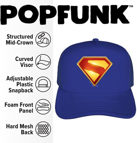 Popfunk Superman Supergirl New Logo Color Foam Snapback Trucker Hat - Unisex for Men and Women, Royal in Kuwait