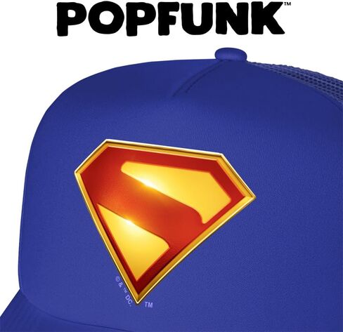 Popfunk Superman Supergirl New Logo Color Foam Snapback Trucker Hat - Unisex for Men and Women, Royal in Kuwait