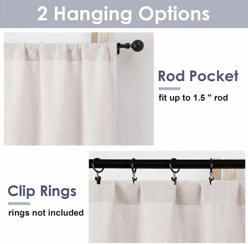Chyhomenyc Boho Lace Kitchen Curtains 24 Inch Length - Light Filtering Faux Linen Vintage Half Window Cafe Curtains, Short Curtain Tiers for Bathroom RV Camper, 26Wx24L, 2 Pieces, Natural in Kuwait