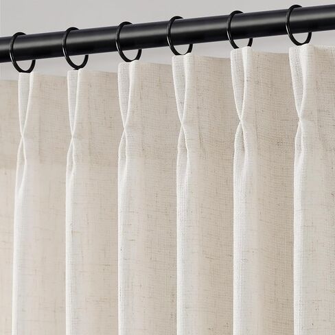 Natural Pinch Pleated Linen Curtains 84 Inch Long 2 Panels Set for Living Room Bedroom Cream Birch Flax Textured Light Filtering Neutral Back Tab Pinch Pleat Hooks Rings Curtain Drapes 84 Inch Length in Saudi Arabia