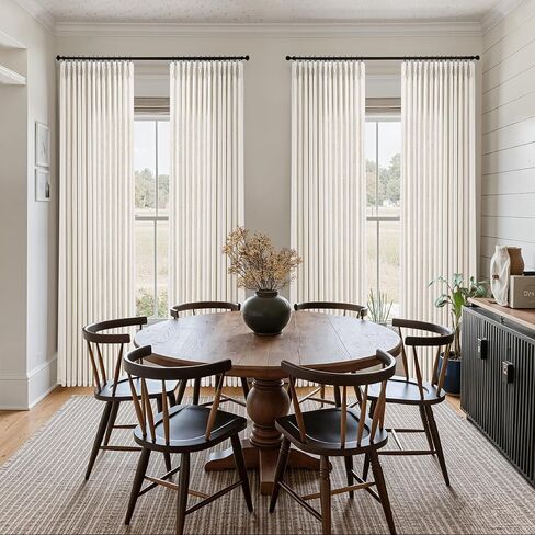 Natural Pinch Pleated Linen Curtains 84 Inch Long 2 Panels Set for Living Room Bedroom Cream Birch Flax Textured Light Filtering Neutral Back Tab Pinch Pleat Hooks Rings Curtain Drapes 84 Inch Length in Saudi Arabia