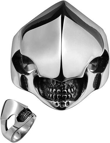 Mens Unisex Stainless Steel Ring Shield Alien Teeth Silver L69 in Kuwait