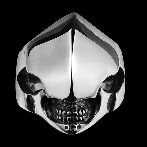 Mens Unisex Stainless Steel Ring Shield Alien Teeth Silver L69 in Kuwait