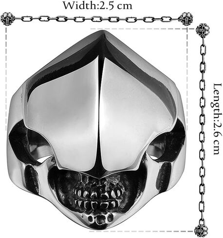 Mens Unisex Stainless Steel Ring Shield Alien Teeth Silver L69 in Kuwait