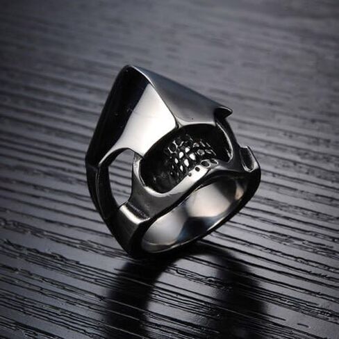 Mens Unisex Stainless Steel Ring Shield Alien Teeth Silver L69 in Kuwait