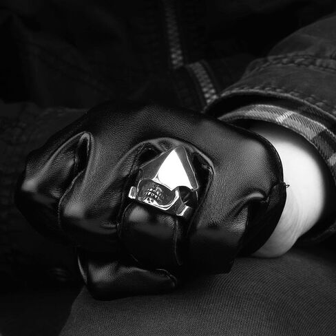Mens Unisex Stainless Steel Ring Shield Alien Teeth Silver L69 in Kuwait