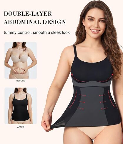 KUMAYES Compression Tank Tops for Women Square Neck Tummy Control Shapewear Body Shaper Camisole Cami Tops in Saudi Arabia