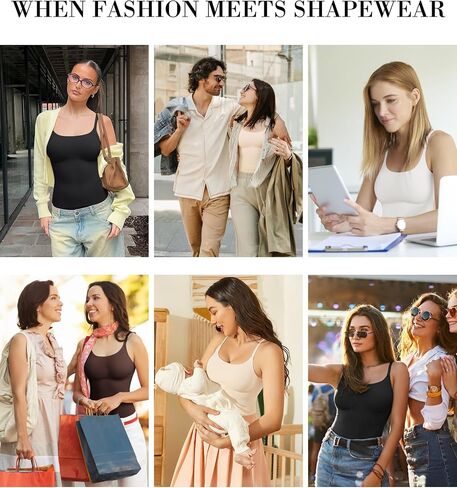 KUMAYES Compression Tank Tops for Women Square Neck Tummy Control Shapewear Body Shaper Camisole Cami Tops in Saudi Arabia