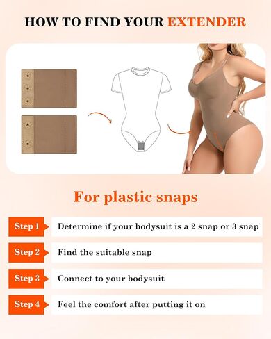 2PC-Bodysuit Extender 2 Snap For Women Adjustable Crotch Add 3" Length To Shapewear Bodysuit Crotch Extender in Saudi Arabia