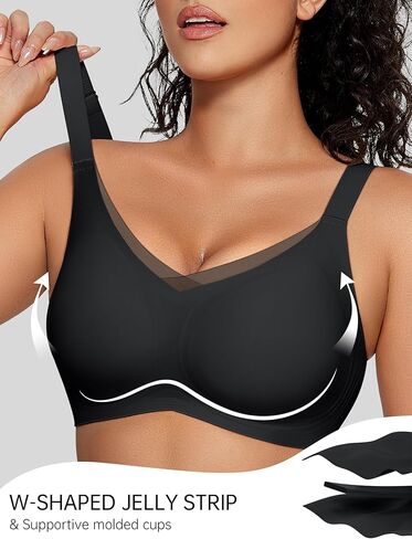 OEAK Womens Wireless Bras V Mesh Comfortable & Tummy Control Shapewear Black XL in Kuwait