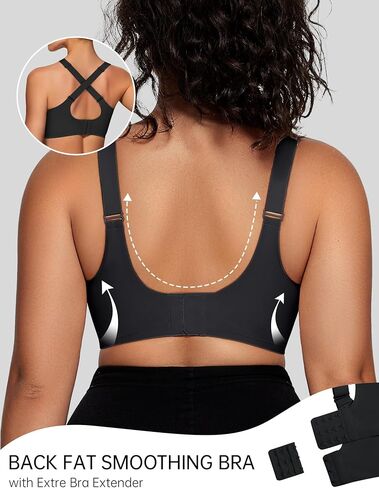 OEAK Womens Wireless Bras V Mesh Comfortable & Tummy Control Shapewear Black XL in Kuwait