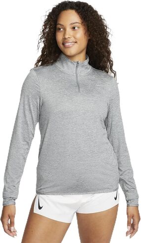 Nike Women's Swift Element UV 1/4-Zip Running Top in Smoke Grey with Reflective Silver (DRI-FIT) in Saudi Arabia