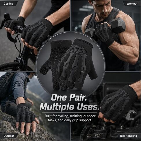Half Finger Bicycle Gloves Anti-Slip Wear Resistant Breathable Mesh Wrist Strap for Mountain Biking, Fitness, Outdoor Training in Kuwait