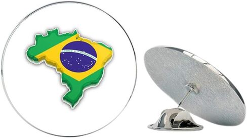 Brazil Map Flag 3D Round Metal 0.75" Lapel Pin Hat Shirt Pin Tie Tack Pinback in Saudi Arabia