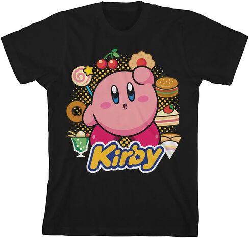 تي شيرت أسود للأولاد من Kirby Circle of Food مقاس XL in Kuwait