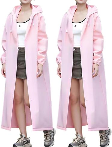 Rain Ponchos for Adults, 2 Pcs Reusable Raincoats for Women & Men with Hood and Drawstring in Saudi Arabia