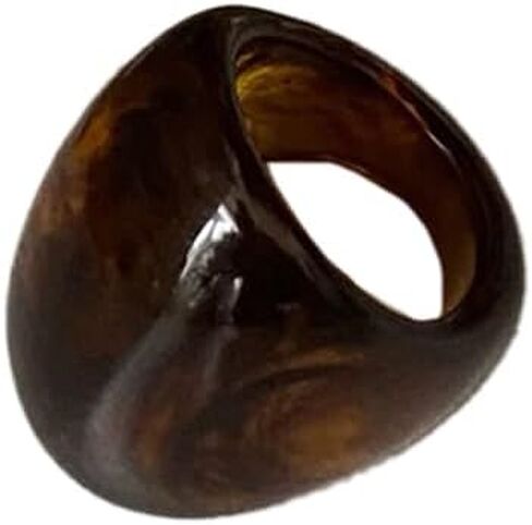Irregular Resin Chunky Band Ring Translucent Acetate Statement Ring for Women Vintage Geometric Thick Dome Ring for Daily Wear & Party in Kuwait