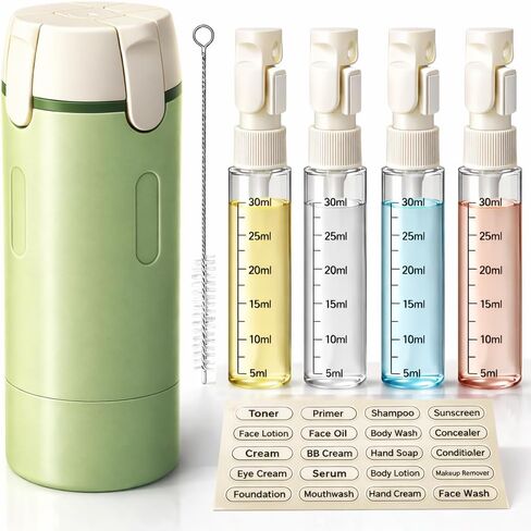 4-in-1 Travel Bottles for Toiletries, Travel Pump Bottle，Leak-Proof Shampoo Conditioner Lotion Dispenser with Pump, Compact No-Spill Toiletry Containers for Travel & Business Trips (Green) in Kuwait