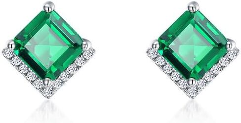 Exquisite Princess Cut Emerald Stud Earrings in S925 Silver, Luxurious Elegant Gemstones, A Chic and Sparkling Choice for Women Who Covet Elegance and Distinctiveness in Saudi Arabia