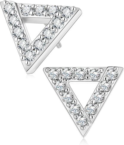 All Moissanites Sparkly Geometric Stud Earrings for Women, Solid 925 Sterling Silver with Rhodium/Gold Plated Hypoallergenic, Lightweight Comfy Earrings in Saudi Arabia