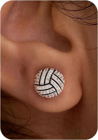 LLWOM Gold Earrings-14k Gold/Silver Plated Soccer Stud Earrings Game Day Sports Earrings, Soccer CZ Ball Post Earrings, Cute Sports Jewelry for Fans Players in Saudi Arabia