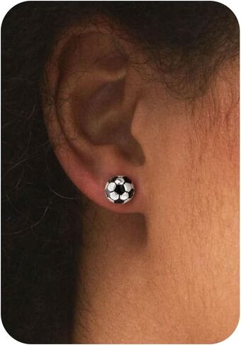 LLWOM Gold Earrings-14k Gold/Silver Plated Soccer Stud Earrings Game Day Sports Earrings, Soccer CZ Ball Post Earrings, Cute Sports Jewelry for Fans Players in Saudi Arabia