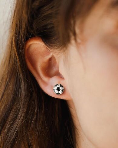 LLWOM Gold Earrings-14k Gold/Silver Plated Soccer Stud Earrings Game Day Sports Earrings, Soccer CZ Ball Post Earrings, Cute Sports Jewelry for Fans Players in Saudi Arabia