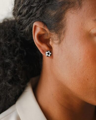 LLWOM Gold Earrings-14k Gold/Silver Plated Soccer Stud Earrings Game Day Sports Earrings, Soccer CZ Ball Post Earrings, Cute Sports Jewelry for Fans Players in Saudi Arabia