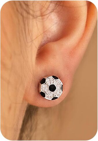 LLWOM Gold Earrings-14k Gold/Silver Plated Soccer Stud Earrings Game Day Sports Earrings, Soccer CZ Ball Post Earrings, Cute Sports Jewelry for Fans Players in Saudi Arabia