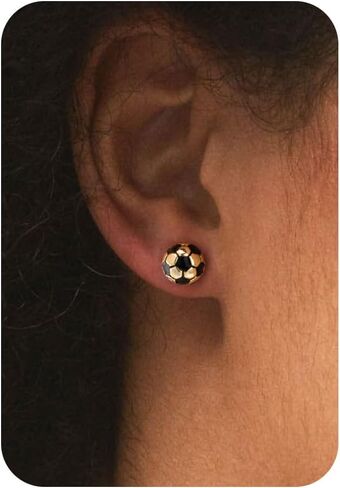 LLWOM Gold Earrings-14k Gold/Silver Plated Soccer Stud Earrings Game Day Sports Earrings, Soccer CZ Ball Post Earrings, Cute Sports Jewelry for Fans Players in Saudi Arabia