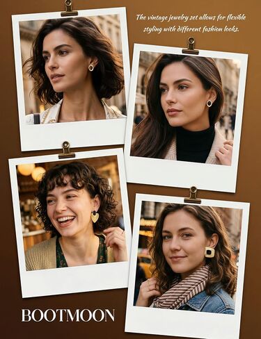 4 Pairs Chunky Gold Stud Earrings for Women: Tiger Eye Stud Earring 14K Gold Plated Stainless Steel Statement Earrings Set Black Enamel Trendy Vintage Earring Statement Jewelry with Disc Back in Saudi Arabia