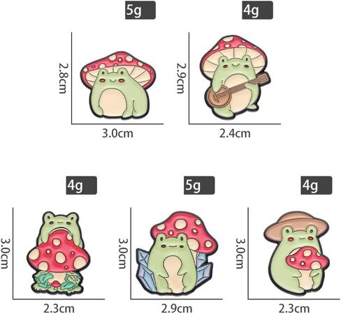5Pcs Frog Enamel Pins Set Mushroom Cute Frog Badge Pins Animal Brooches Lapel Pin Decoration For Backpacks Badges Hats Bags in Kuwait
