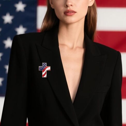 American Flag Pin Usa Flag Lapel Pin Cross Faith Brooch Freedom Jewelry Country Gifts for Women Men in Kuwait