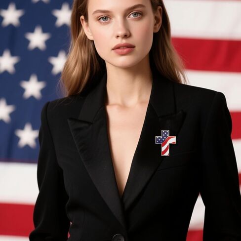American Flag Pin Usa Flag Lapel Pin Cross Faith Brooch Freedom Jewelry Country Gifts for Women Men in Kuwait