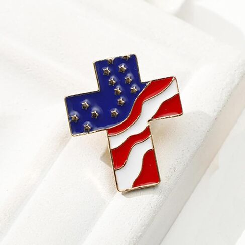 American Flag Pin Usa Flag Lapel Pin Cross Faith Brooch Freedom Jewelry Country Gifts for Women Men in Kuwait