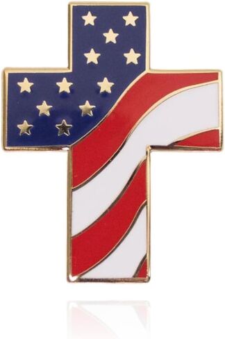 American Flag Pin Usa Flag Lapel Pin Cross Faith Brooch Freedom Jewelry Country Gifts for Women Men in Kuwait
