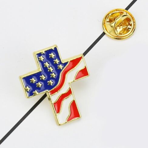 American Flag Pin Usa Flag Lapel Pin Cross Faith Brooch Freedom Jewelry Country Gifts for Women Men in Kuwait