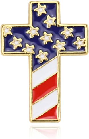 American Flag Pin Usa Flag Lapel Pin Cross Faith Brooch Freedom Jewelry Country Gifts for Women Men in Kuwait