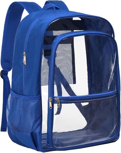 Vorspack Clear Backpack Heavy Duty - Transparent Bookbag for School Fabric & PVC See Through Backpacks for Girls Boys Large Capacity Clear Bag for College Work Travel Security - Black in Saudi Arabia