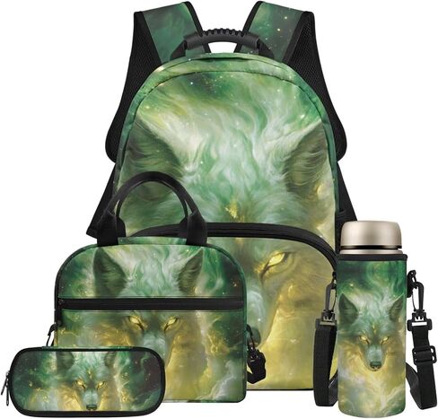 HUGS IDEA Forest Alligator Kids Backpack Set 4Pcs School Bookbag with Lunch Box Cool Backpacks for Boys 6-8 Lightweight Elementary School Bag for Boys Large Capacity Book Bag Set in Saudi Arabia