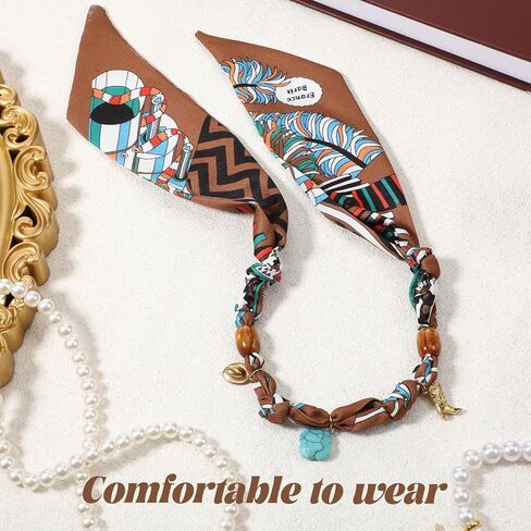Scarf Necklace with Charm, Leopard Bandana Necklace with Convertible Cowboy Boot Turquoise Pendant, Western Cowgirl Scarf Charm Necklaces for Women in Kuwait