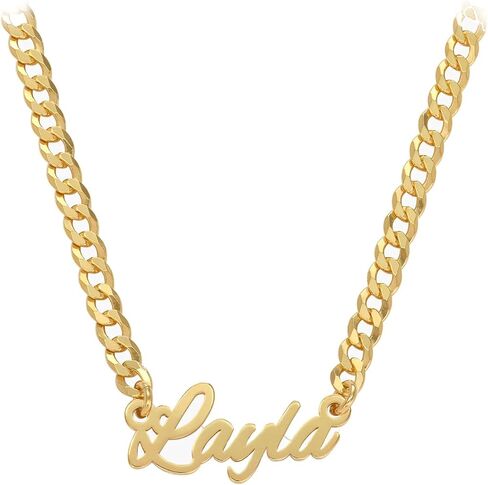 OAK & LUNA - Personalized Name Necklace With Bold Curb Chain - Custom Jewelry for Her, Woman / 925 Sterling Silver, 18K Gold Vermeil/Gift For Birthday, Anniversary in Saudi Arabia