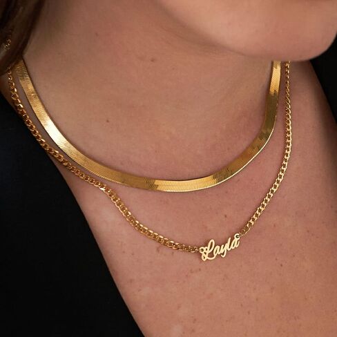 OAK & LUNA - Personalized Name Necklace With Bold Curb Chain - Custom Jewelry for Her, Woman / 925 Sterling Silver, 18K Gold Vermeil/Gift For Birthday, Anniversary in Saudi Arabia