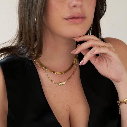 OAK & LUNA - Personalized Name Necklace With Bold Curb Chain - Custom Jewelry for Her, Woman / 925 Sterling Silver, 18K Gold Vermeil/Gift For Birthday, Anniversary in Saudi Arabia