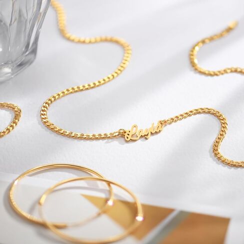 OAK & LUNA - Personalized Name Necklace With Bold Curb Chain - Custom Jewelry for Her, Woman / 925 Sterling Silver, 18K Gold Vermeil/Gift For Birthday, Anniversary in Saudi Arabia