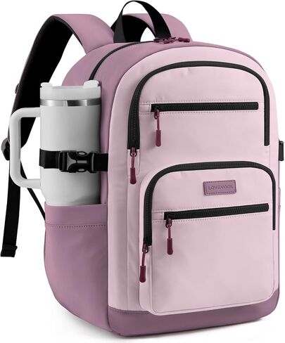 LOVEVOOK Casual School Backpack for Teens, Water-Resistant 15.6 Inch Laptop Backpack, Large Capacity Bookbag, College Essentials Daypack with Tumbler Holder in Kuwait
