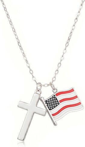 America 250th Anniversary Cross Necklace for Women Men 18K Gold Plated USA Flag Pendant Patriotic July 4th Semiquincentennial Jewelry Gift Religious Faith Christian Flag Charms in Kuwait