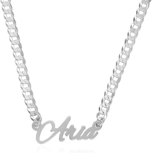 OAK & LUNA - Personalized Name Necklace With Bold Curb Chain - Custom Jewelry for Her, Woman / 925 Sterling Silver, 18K Gold Vermeil/Gift For Birthday, Anniversary in Saudi Arabia